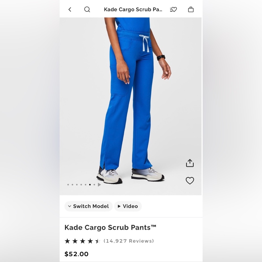 Figs Kade Cargo Scrub Pants XS NWOT Royal Blue